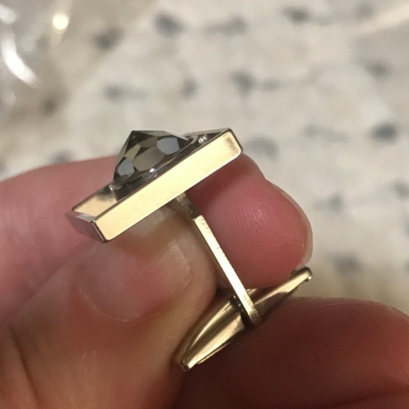 Vintage Crystal MidCentury Modern Silver Cufflinks - Picture 4 of 8